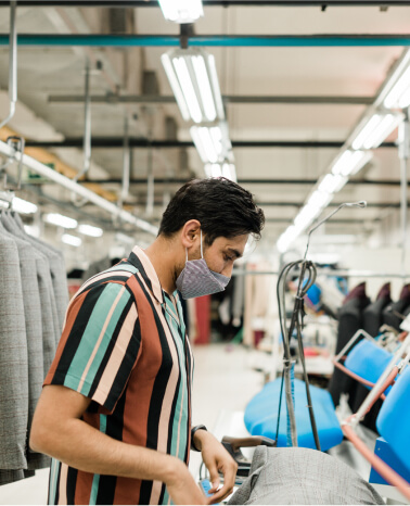 Men working in Portugal clothing manufacturing company
